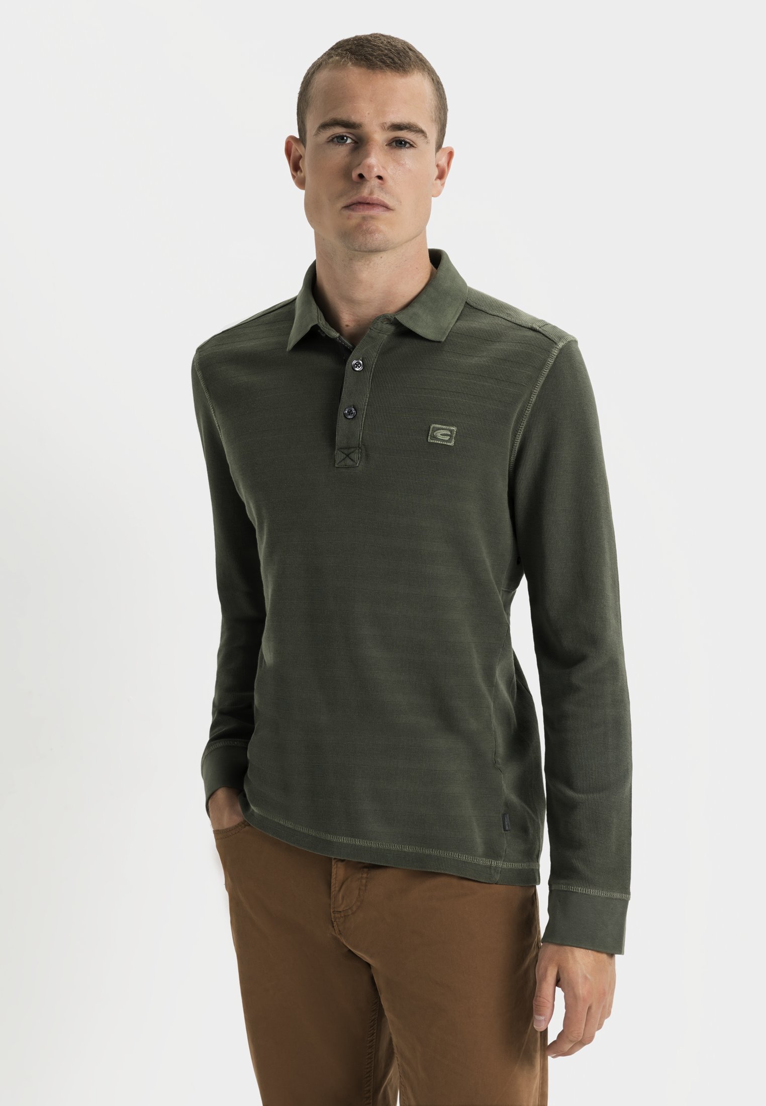 Long sleeve polo shirt made from Organic Cotton | Olive | S | 409307 ...