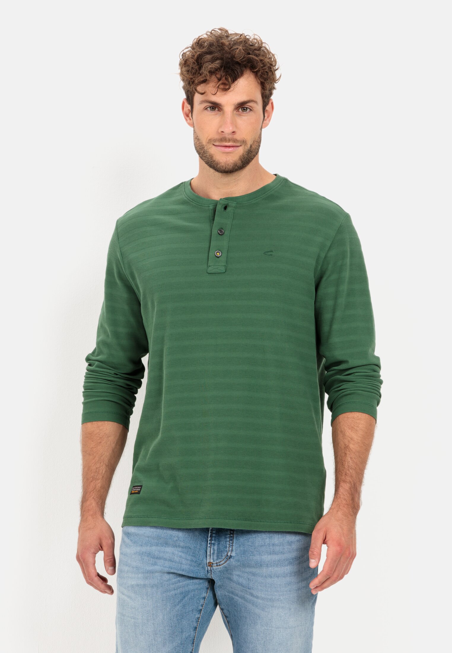 Long sleeve Henley Shirt for Herren in Green