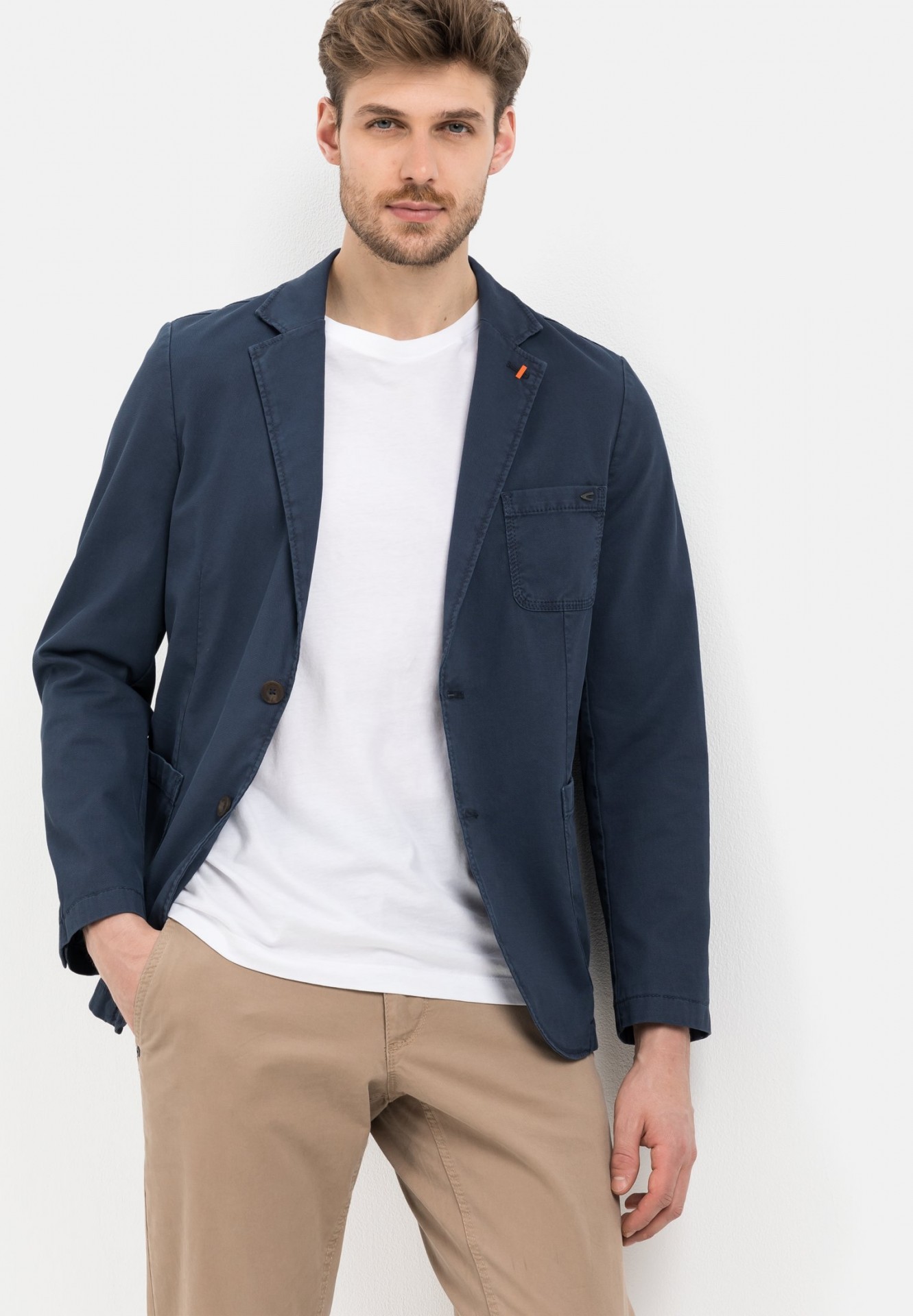 Organic cotton half lined stretch jacket - Colour: Dark Blue