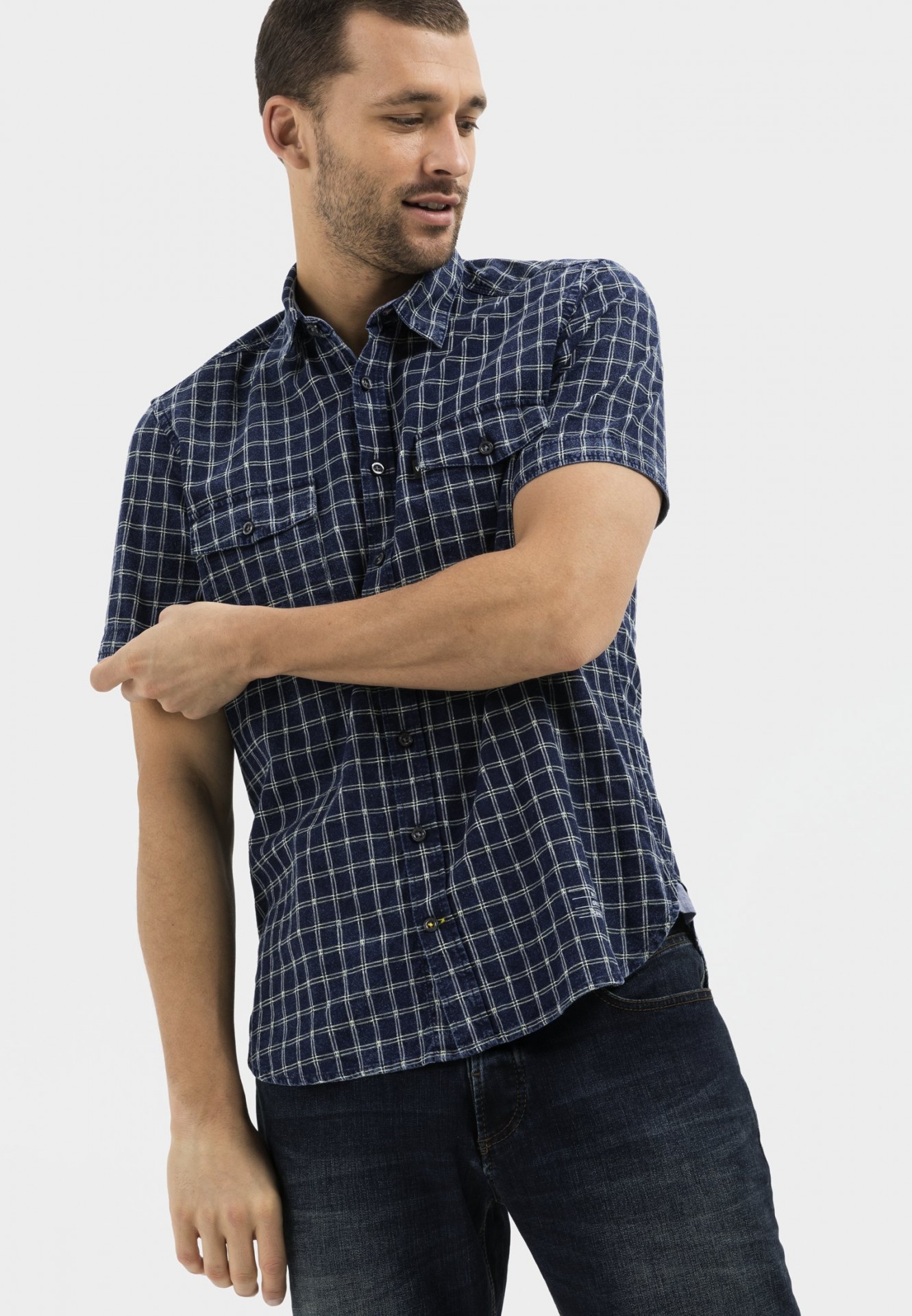 Short sleeve shirt with two chest pockets | Dark Blue | S | 409233-5S39 ...