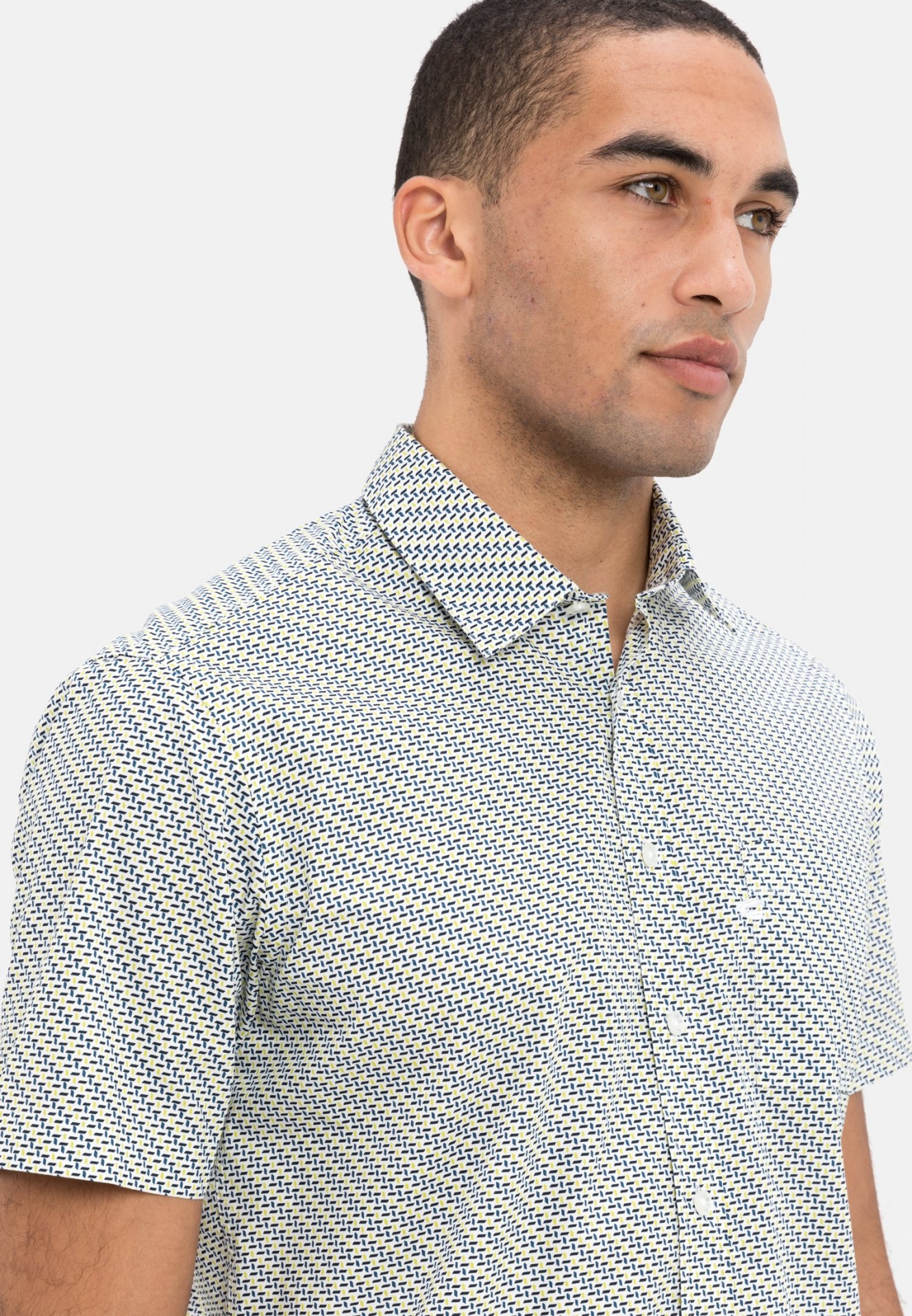 Short sleeve cotton shirt with Kent collar - Size: S | Colour: Blue-White